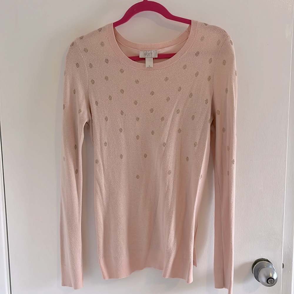 Loft pink Polkadot sweater